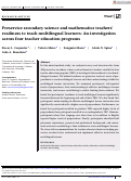 Cover page: Preservice secondary science and mathematics teachers' readiness to teach multilingual learners: An investigation across four teacher education programs