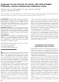 Cover page: Language Access Services for Latinos with Limited English Proficiency: Lessons Learned from Hablamos Juntos