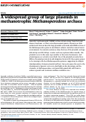 Cover page: A widespread group of large plasmids in methanotrophic Methanoperedens archaea