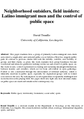 Cover page: Neighborhood Outsiders, Field Insiders: Latino Immigrant Men and the Control of Public Space