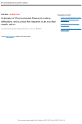 Cover page: A decade of Environmental Research Letters: reflections and a vision for research in an era that needs action