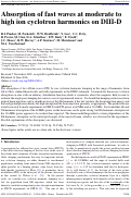 Cover page: Absorption of Fast Waves at Moderate to High Ion Cyclotron Harmonics on DIII‐D