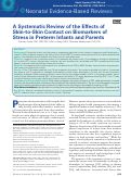 Cover page: A Systematic Review of the Effects of Skin-to-Skin Contact on Biomarkers of Stress in Preterm Infants and Parents