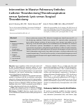 Cover page: Intervention in Massive Pulmonary Embolus: Catheter Thrombectomy/Thromboaspiration versus Systemic Lysis versus Surgical Thrombectomy