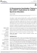 Cover page: X Chromosome Inactivation Timing is Not eXACT: Implications for Autism Spectrum Disorders