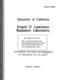 Cover page: CONVERSION ELECTRON MEASUREMENTS IN THE DECAY OF 11.5 -d Ba13l