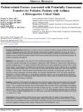 Cover page: Patient-related Factors Associated with Potentially Unnecessary Transfers for Pediatric Patients with Asthma: A Retrospective Cohort Study