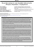 Cover page: Recent Interventions for Acute Suicidality Delivered in the Emergency Department: A Scoping Review