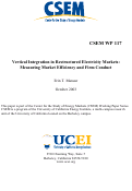 Cover page: Vertical Integration in Restructured Electricity Markets: Measuring Market Efficiency and Firm Conduct