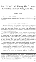 Cover page: Law "In" and "As" History: The Common Law in the American Polity, 1790-1900