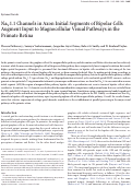 Cover page: NaV1.1 channels in axon initial segments of bipolar cells augment input to magnocellular visual pathways in the primate retina.