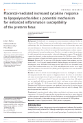 Cover page: Placental-mediated increased cytokine response to lipopolysaccharides: a potential mechanism for enhanced inflammation susceptibility of the preterm fetus.