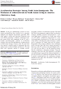 Cover page: Acculturation Strategies Among South Asian Immigrants: The Mediators of Atherosclerosis in South Asians Living in America (MASALA) Study