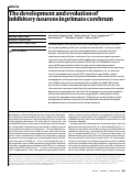 Cover page: The development and evolution of inhibitory neurons in primate cerebrum.