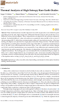 Cover page: Thermal Analysis of High Entropy Rare Earth Oxides