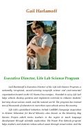 Cover page: Gail Harlamoff: Executive Director, Life Lab Science Program