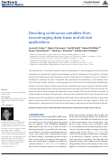 Cover page: Decoding Continuous Variables from Neuroimaging Data: Basic and Clinical Applications