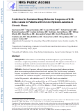 Cover page: Prediction for sustained deep molecular response of BCR-ABL1 levels in patients with chronic myeloid leukemia in chronic phase.