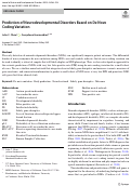 Cover page: Prediction of Neurodevelopmental Disorders Based on De Novo Coding Variation