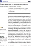 Cover page: The Role of Nanofluids in Renewable Energy Engineering.