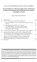 Cover page: “I’ll Say I’m Home, I Won’t Say I’m Free”: Persistent Barriers to Housing, Employment, and Financial Security for Formerly Incarcerated People in Low-Income Communities of Color