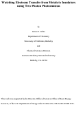 Cover page: Watching Electrons Transfer from Metals to Insulators using Two Photon Photoemission