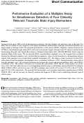 Cover page: Performance Evaluation of a Multiplex Assay for Simultaneous Detection of Four Clinically Relevant Traumatic Brain Injury Biomarkers