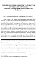 Cover page: CREATING WISE CLASSROOMS TO EMPOWER DIVERSE LAW STUDENTS: Lessons in Pedagogy from Transformative Law Professors