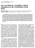 Cover page: On Late Holocene Variability in Bison Populations in the Northeastern Great Basin