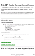 Cover page: Unit 127 - Spatial Decision Support Systems