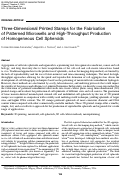 Cover page: Three-Dimensional Printed Stamps for the Fabrication of Patterned Microwells and High-Throughput Production of Homogeneous Cell Spheroids