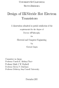 Cover page: Design of III-Nitride Hot Electron Transistors