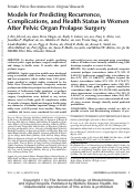 Cover page: Models for Predicting Recurrence, Complications, and Health Status in Women After Pelvic Organ Prolapse Surgery