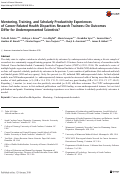 Cover page: Mentoring, Training, and Scholarly Productivity Experiences of Cancer-Related Health Disparities Research Trainees: Do Outcomes Differ for Underrepresented Scientists?