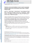 Cover page: Predictors of six-month inability to return to work in previously employed subjects after mild traumatic brain injury: A TRACK-TBI pilot study.