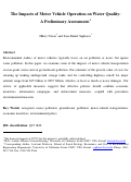 Cover page: The Impacts of Motor Vehicle Operation on Water Quality: A Preliminary Assessment