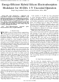 Cover page: Energy Efﬁcient Hybrid Silicon Electroabsorption Modulator for 40 Gb/s, 1-Volt Uncooled Operation