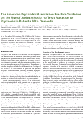 Cover page: The American Psychiatric Association Practice Guideline on the Use of Antipsychotics to Treat Agitation or Psychosis in Patients With Dementia