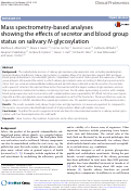 Cover page: Mass spectrometry-based analyses showing the effects of secretor and blood group status on salivary N-glycosylation