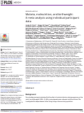 Cover page: Malaria, malnutrition, and birthweight: A meta-analysis using individual participant data