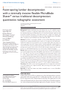 Cover page: Facet-sparing lumbar decompression with a minimally invasive flexible MicroBlade Shaver® versus traditional decompression: quantitative radiographic assessment