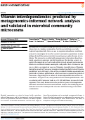 Cover page: Vitamin interdependencies predicted by metagenomics-informed network analyses and validated in microbial community microcosms