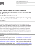 Cover page: Age-Related Changes in Temporal Processing of Rapidly-Presented Sound Sequences in the Macaque Auditory Cortex.