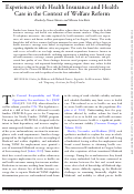 Cover page: Experiences with Health Insurance and Health Care in the Context of Welfare Reform