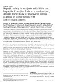 Cover page: Hepatic Safety of Maraviroc in Patients with HIV-1 and Hepatitis C and/or B Virus: 144-Week Results from a Randomized, Placebo-Controlled Trial