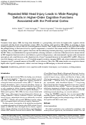 Cover page: Repeated Mild Head Injury Leads to Wide-Ranging Deficits in Higher-Order Cognitive Functions Associated with the Prefrontal Cortex.