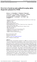 Cover page: Overview of neutron and confined/escaping alpha diagnostics planned for ITER