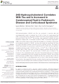 Cover page: 24S-Hydroxycholesterol Correlates With Tau and Is Increased in Cerebrospinal Fluid in Parkinson's Disease and Corticobasal Syndrome