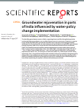 Cover page: Groundwater rejuvenation in parts of India influenced by water-policy change implementation