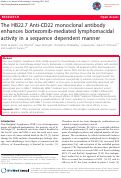 Cover page: The HB22.7 Anti-CD22 Monoclonal Antibody Enhances Bortezomib-mediated Lymphomacidal Activity in a Sequence Dependent Manner